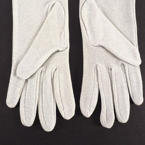 Vintage Womens Opera Gloves Size M Metalic Silver NOS 15 Inch Long Hello 80s - Picture 6 of 9